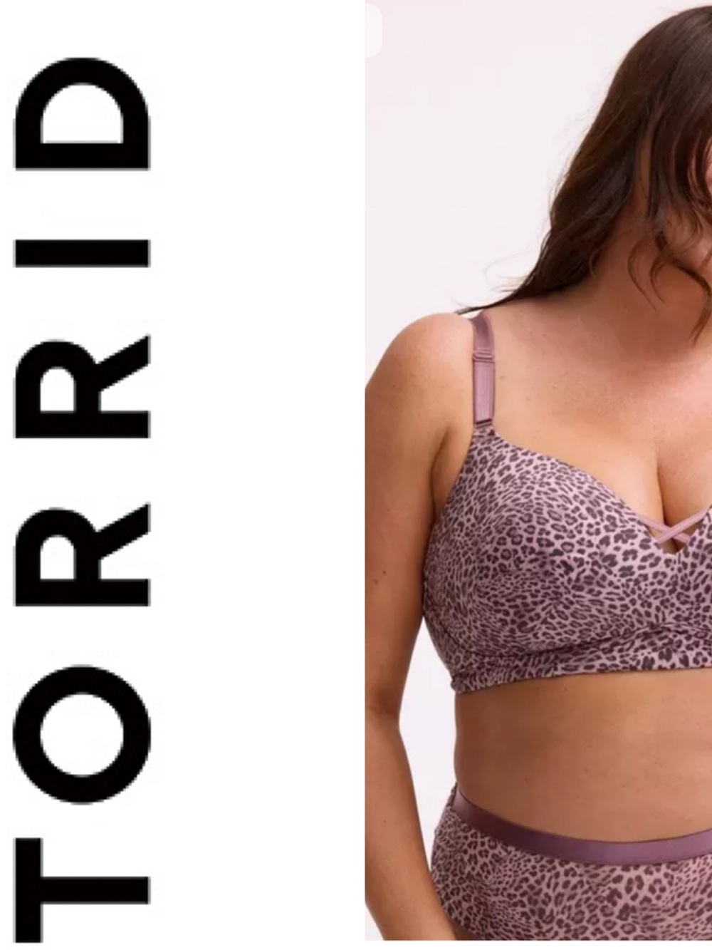 TORRID Women’s Wire-Free Push-Up Bra Classic Leopard Keepsake Lilac Side 40DDD